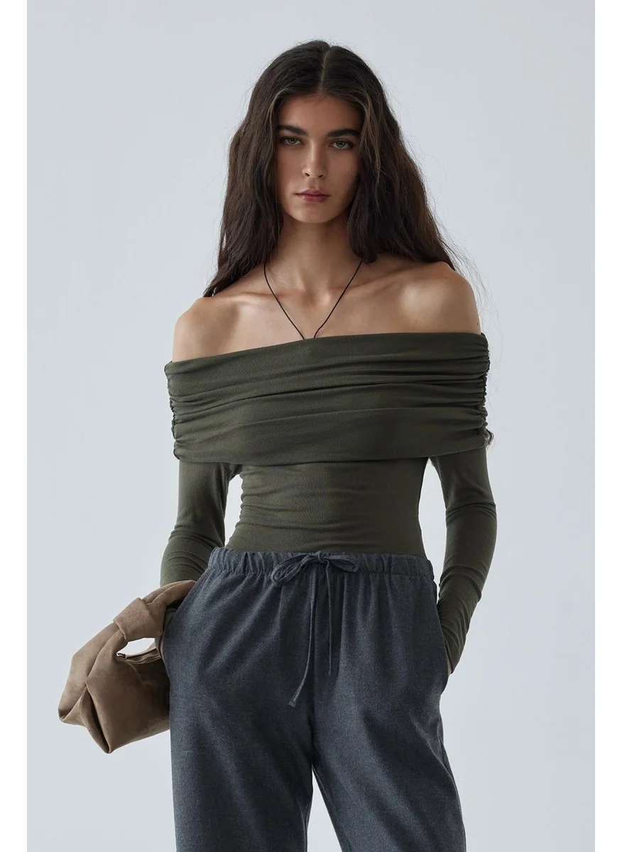 سود كوليكشن Khaki Lilly Degajeli Blouse