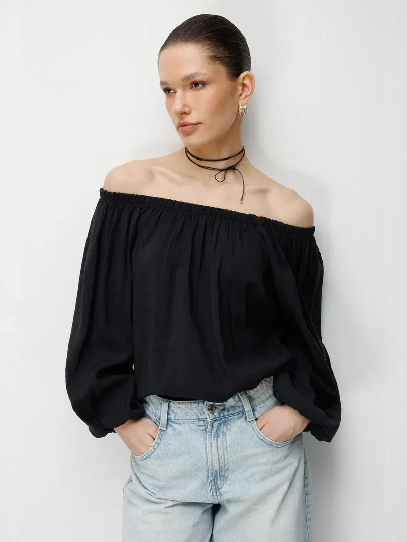 ميكسراي MIXRAY Off Shoulder Textured Blouse