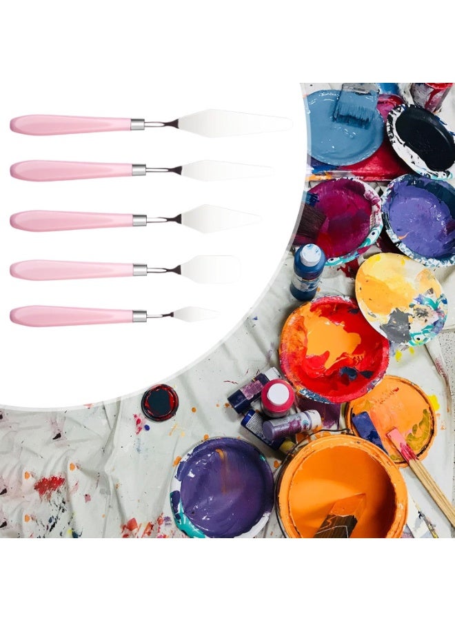 Bukela 5 PCS Stainless Steel Palette Knife Set, Flexible Spatula Painting Knives for Oil, Texture Paste Application, Color Mixing. - Image 4