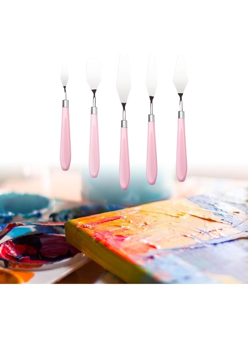 Bukela 5 PCS Stainless Steel Palette Knife Set, Flexible Spatula Painting Knives for Oil, Texture Paste Application, Color Mixing. - Image 2