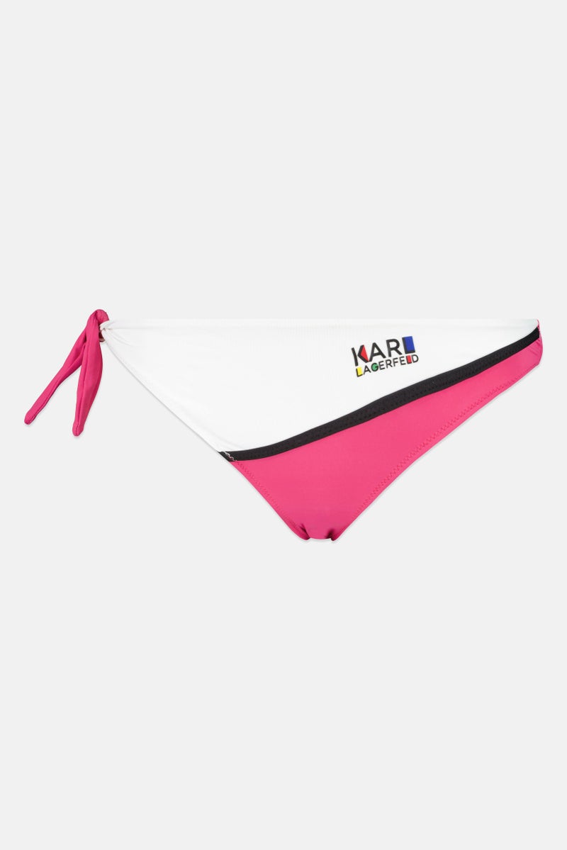 Karl Lagerfeld Women Brand Logo Tie Closure Bikini Bottom, Pink - Image 2