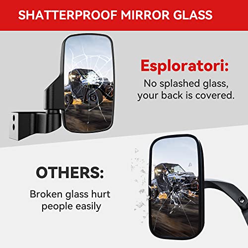 Esploratori Ranger Side Mirrors Door Mounted, Esploratori UTV Side Mirrors for Full-Door Polaris Ranger Compatible With 2018-2026 Polaris Ranger CREW SP XP 570 1000 2019-24 Commercial Pro XD（ONLY FOR FULL DOORS） - Image 3