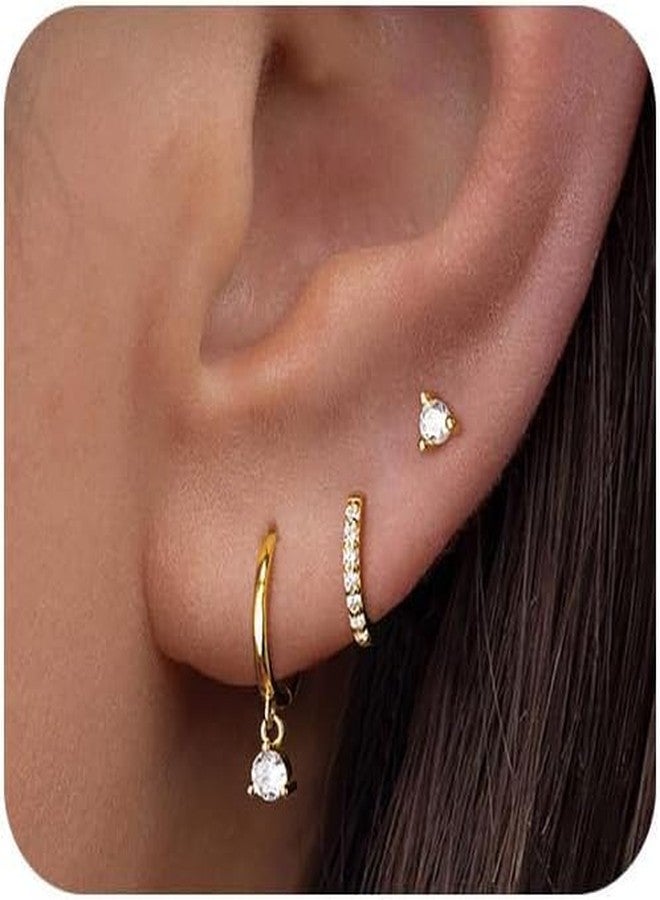 El Regalo Trendy Set of 3 Pair Cartilage Huggie Hoop Stackable Earrings- Small Hoop Stud Earrings for Girls & Women - Image 4
