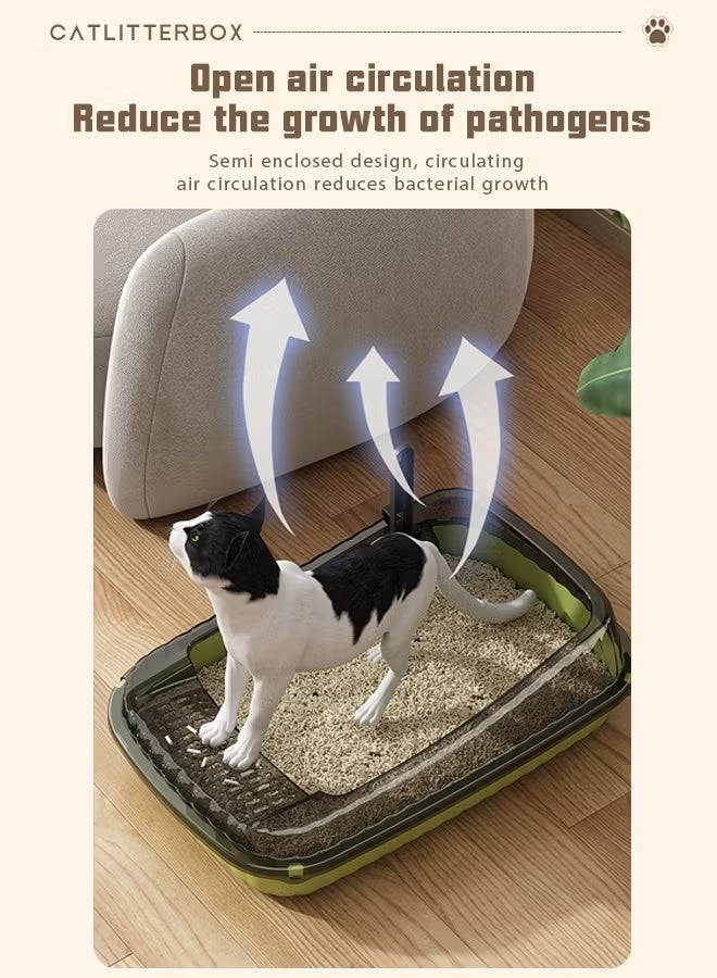 Cat Litter Box,Extra Large Litter Box Anti-Splashing Cats Litters Pan Toilet,Semi-Enclosed Sifting Litter Box Cat Litter Box with Scatter Shield, Open Top High Sided Cat Litter Pan,Easy Clean, Non-Sticky, Scoop Included,48*32*14CM - Image 5