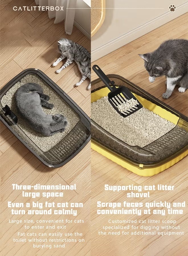Cat Litter Box,Extra Large Litter Box Anti-Splashing Cats Litters Pan Toilet,Semi-Enclosed Sifting Litter Box Cat Litter Box with Scatter Shield, Open Top High Sided Cat Litter Pan,Easy Clean, Non-Sticky, Scoop Included,48*32*14CM - Image 3