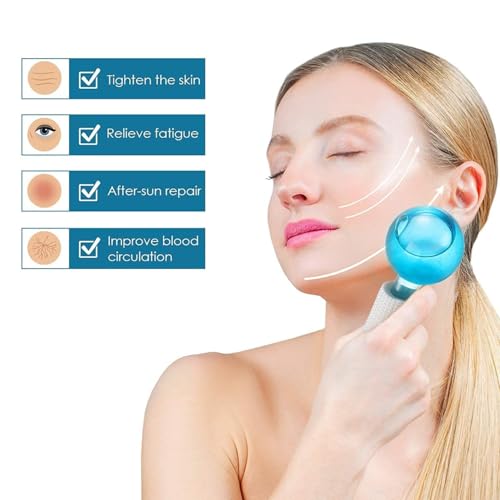 Eripeli Facial Ice Globe Cool Massager Crystal Ball Face Roller Tool for Face, Neck & Eyes Anti-Aging, Puffiness, Wrinkle & Dark Circle Reducer Skin Tightening & Soothing Roller (Pack of 2) - Image 3