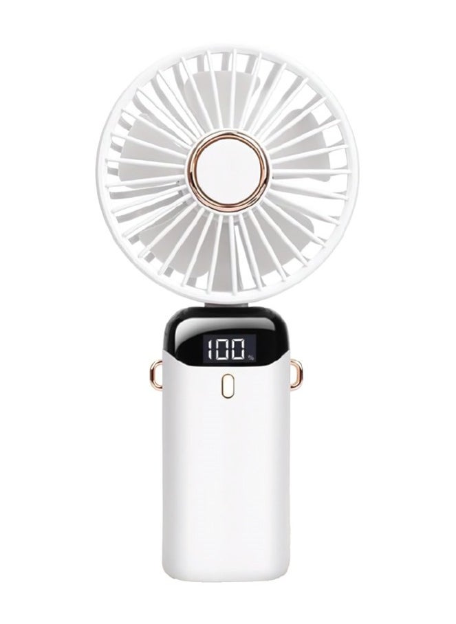 Denx Portable Electric Handheld Fan Usb Rechargeable Hand-Held Hanging Freestanding Small Fans With 5-Speed/Modes And Power Display ,14-22 Hours Runtime Powerful Fans For Home Travel Office Outdoor - Image 2