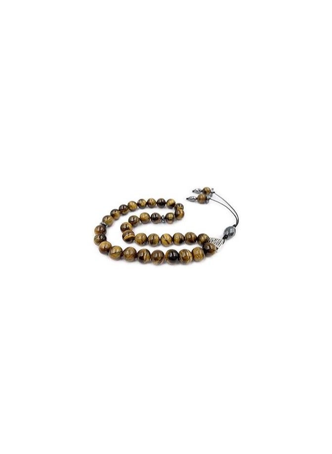 REBUY REBUY Tiger's Eye  Natural Gemstone Islamic Prayer 33 Beads Tasbih  - Image 1