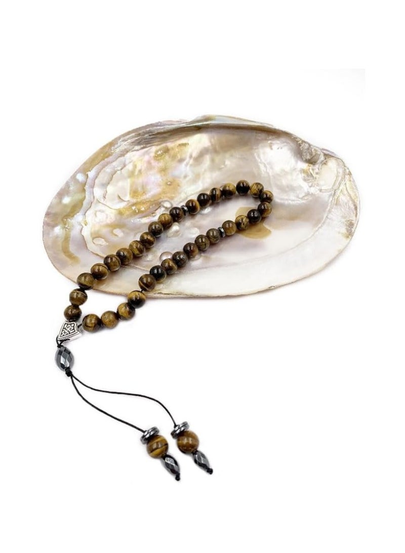 REBUY REBUY Tiger's Eye  Natural Gemstone Islamic Prayer 33 Beads Tasbih  - Image 3