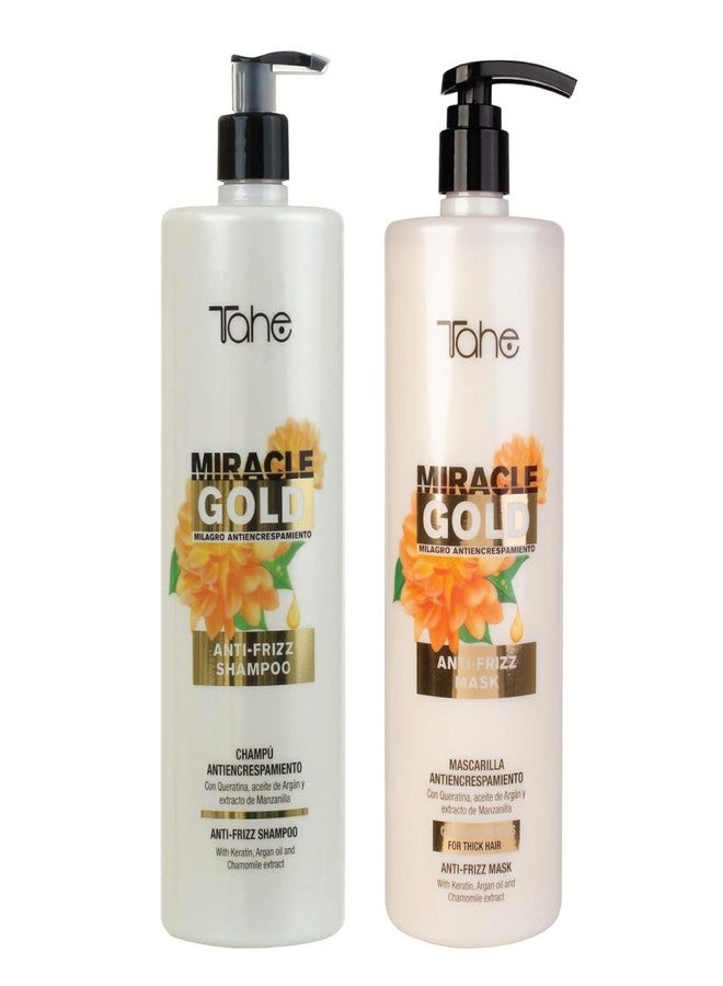 Tahe Miracle Gold For Frizz Control Kit - Shampoo 1000ml + Mask 1000ml - Image 1