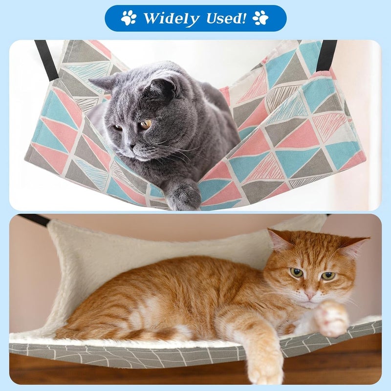 Jetec 2 Pieces Reversible Cat Hanging Hammock Soft Breathable Pet Cage Hammock with Adjustable Straps and Metal Hooks Double-Sided Hanging Bed for Cats Small Dogs Rabbits (Geometry Pattern, M) - Image 3