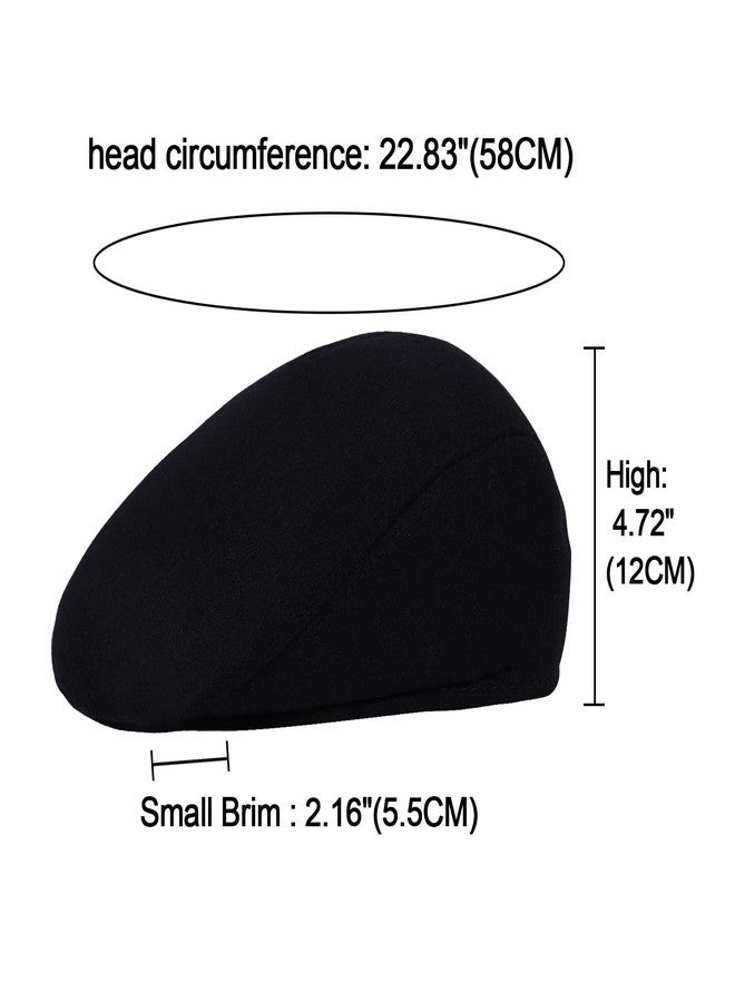 DOCILA Wool Flat Cap with Ear Flaps Winter Cold Weather Neck Warmers Newsboy Ivy Hat British Cabbie Beret 1920s Costume Men Dress Hat Black - Image 5
