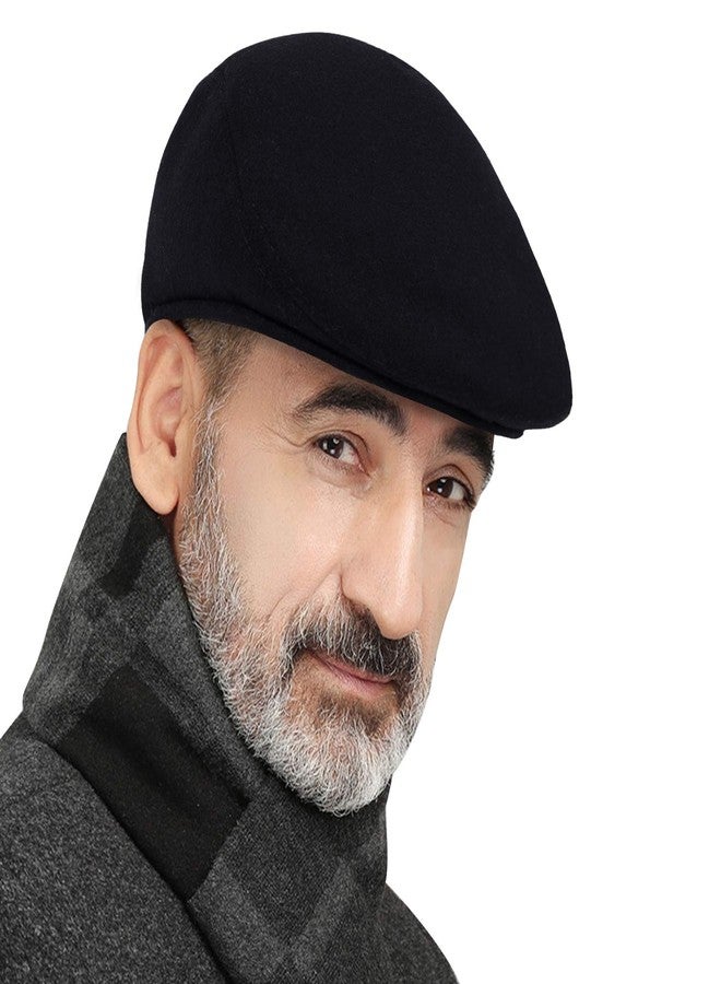 DOCILA Wool Flat Cap with Ear Flaps Winter Cold Weather Neck Warmers Newsboy Ivy Hat British Cabbie Beret 1920s Costume Men Dress Hat Black - Image 2