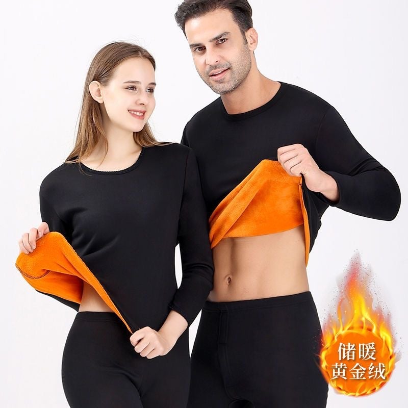 Gold Velvet Thermal Intimates Men'S Velvet Thickeneded Cold-Proof Autumn Clothes And Autumn Trousers Women'S Couple Set - Image 2