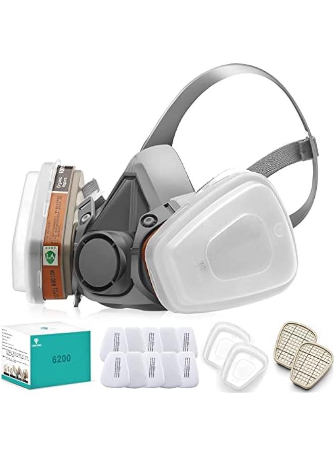 Arabest Reusable Respirator Gas Mask Half Facepiece Shield 6200 Face Cover with Filters for Dust, Fumes, Asbestos, Chemicals and Other Airborne Particles while Painting, Spraying, Polishing and More  - Image 1