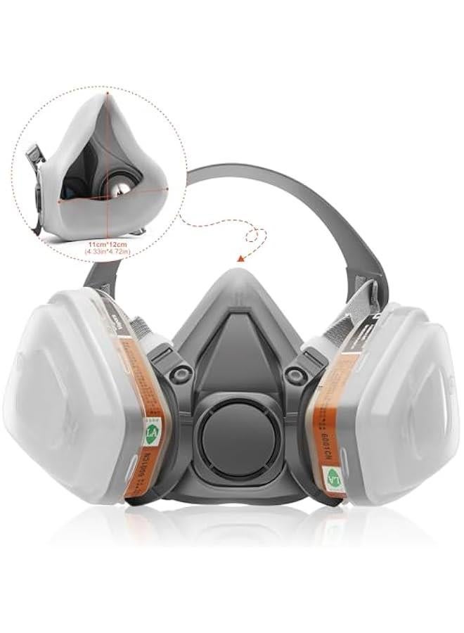 Arabest Reusable Respirator Gas Mask Half Facepiece Shield 6200 Face Cover with Filters for Dust, Fumes, Asbestos, Chemicals and Other Airborne Particles while Painting, Spraying, Polishing and More  - Image 2