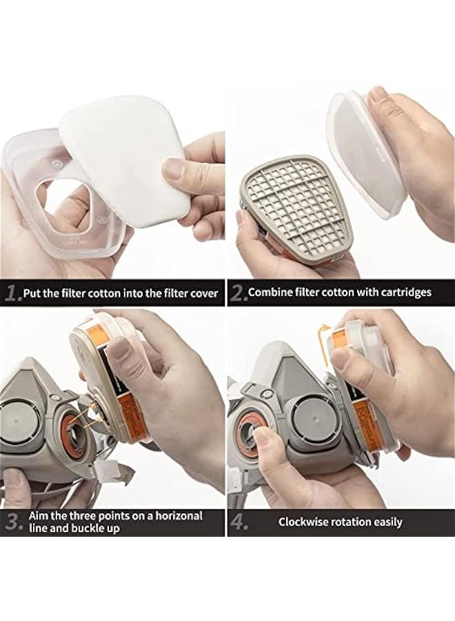 Arabest Reusable Respirator Gas Mask Half Facepiece Shield 6200 Face Cover with Filters for Dust, Fumes, Asbestos, Chemicals and Other Airborne Particles while Painting, Spraying, Polishing and More  - Image 5