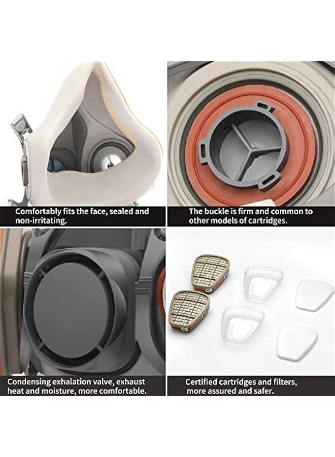 Arabest Reusable Respirator Gas Mask Half Facepiece Shield 6200 Face Cover with Filters for Dust, Fumes, Asbestos, Chemicals and Other Airborne Particles while Painting, Spraying, Polishing and More  - Image 4