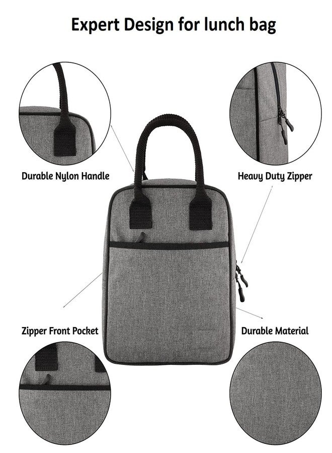 CBK Insulated Lunch Bags Tiffin Bags Storage for Women Men Work, Student, Kids to School, Thermal Cooler Bag, Picnic Organizer Portable Storage Bag (Grey) - Image 4
