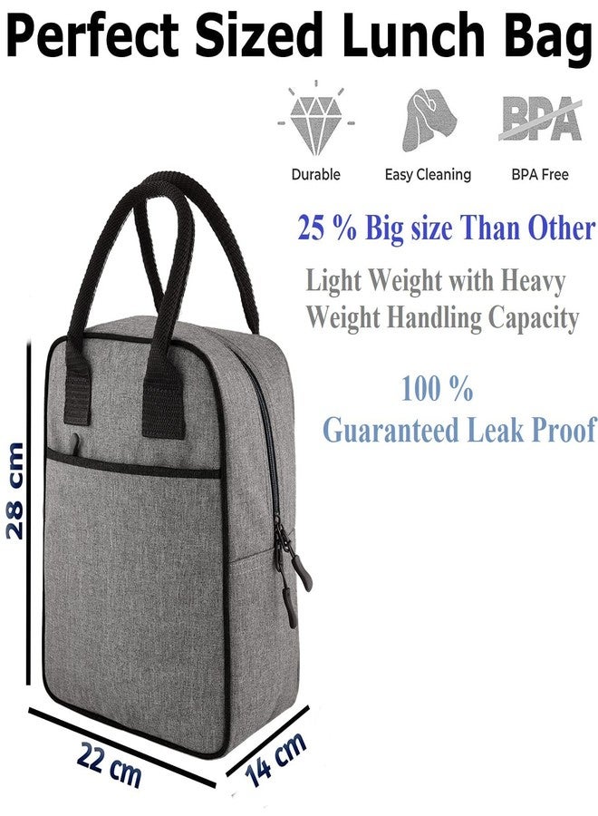 CBK Insulated Lunch Bags Tiffin Bags Storage for Women Men Work, Student, Kids to School, Thermal Cooler Bag, Picnic Organizer Portable Storage Bag (Grey) - Image 2