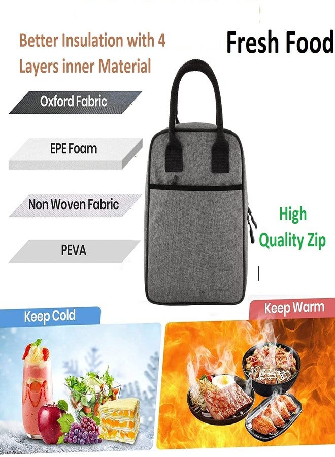 CBK Insulated Lunch Bags Tiffin Bags Storage for Women Men Work, Student, Kids to School, Thermal Cooler Bag, Picnic Organizer Portable Storage Bag (Grey) - Image 3