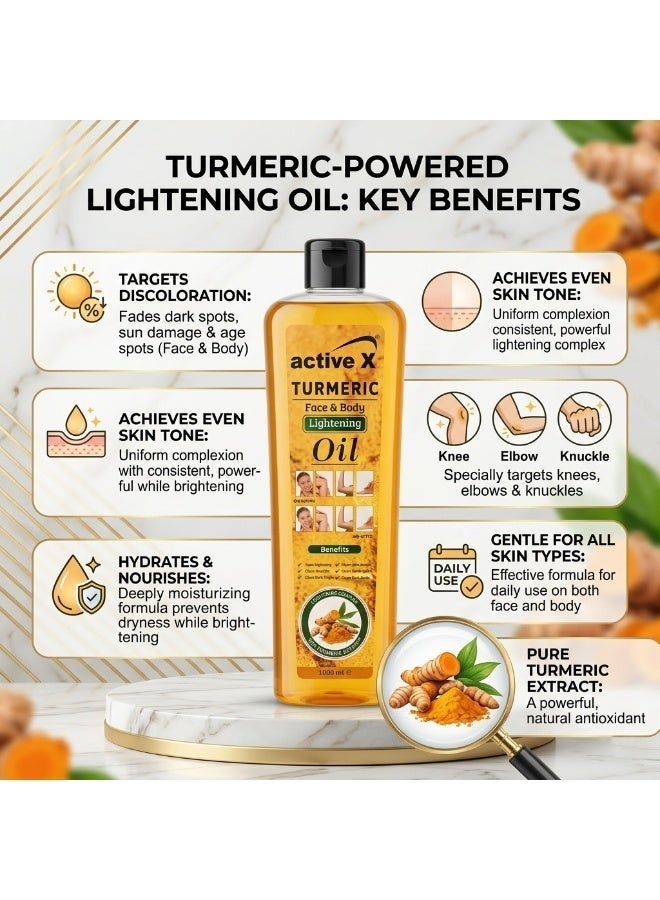 ActiveX Turmeric Face & Body Lightening Oil 1000ml – Brightening, Dark Spot Removal, Even Skin Tone, Natural Glow - Image 4