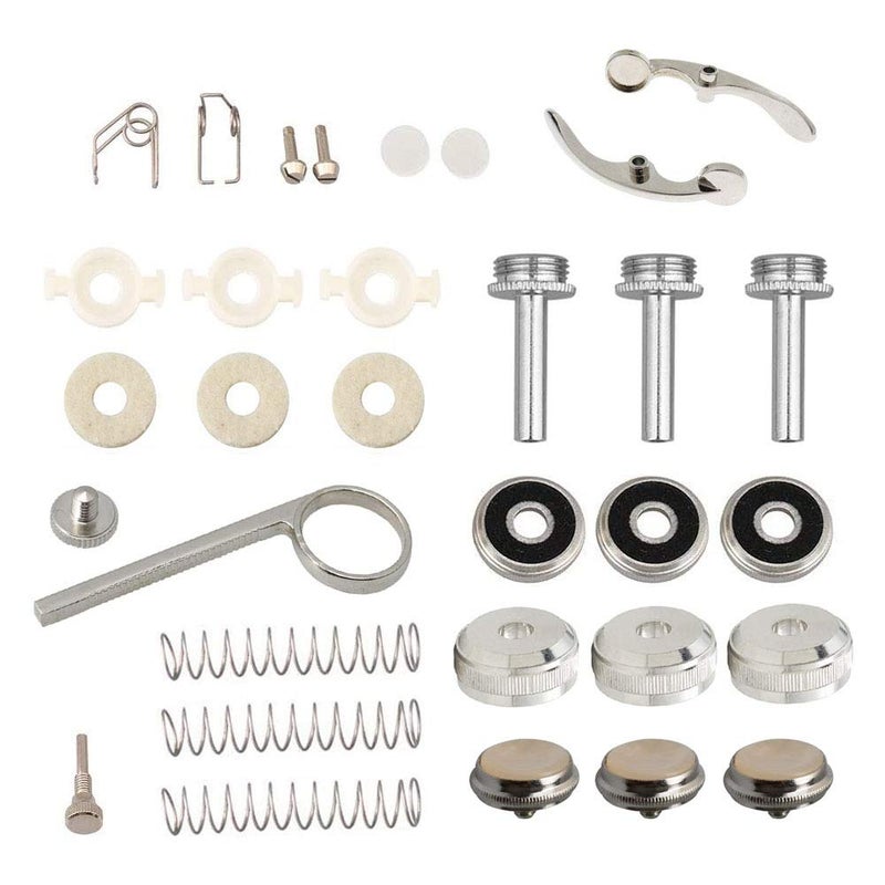 Jiayouy Trumpet Repair Kit Trumpet Finger Buttons Valve Cap Screw Drain Valve Key Piston Spring Trumpet Valve Replacement Parts Silver - Image 1
