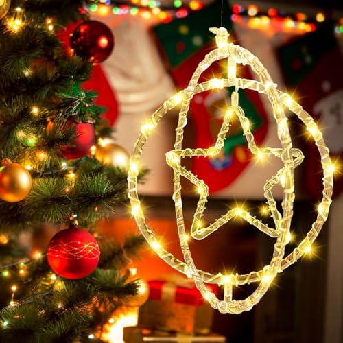 Litehom 30 cm Star Pendant LED Hanging Lights – Warm White Fairy Light Style for Diwali, Navratri, Christmas Tree & New Year Home Décor (Energy-Efficient) - Image 1