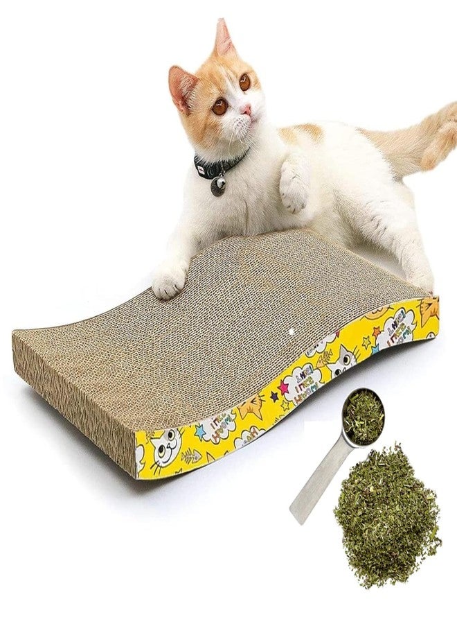 FOR YOUR PETS لوح خدش متين للقطط، قابل للعكس، مصنوع من الكرتون المموج، يحمي الأثاث، يتضمن النعناع البري، تصميم مزدوج على شكل حرف S، متين وصديق للبيئة، مناسب للقطط الصغيرة والكبيرة، عبوة واحدة - Image 1