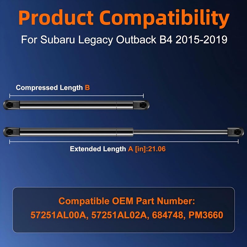 Euplokeer Qty (2) Hood Strut Lift Support Compatible with Subaru Legacy Outback B4 2015-2019, Bonnet Shock Strut Replace OE# 57251AL00A 57251AL02A Replaceable parts - Image 2
