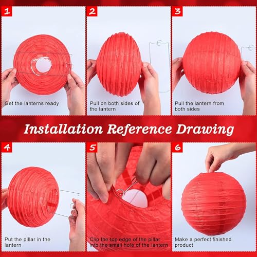 The Decor Affair Set of 12 Round Paper Lanterns to Transform Your Celebrations - Perfect for Christmas, Wedding, Birthday, and Event Decoratio (Red, White, Green) - Image 3