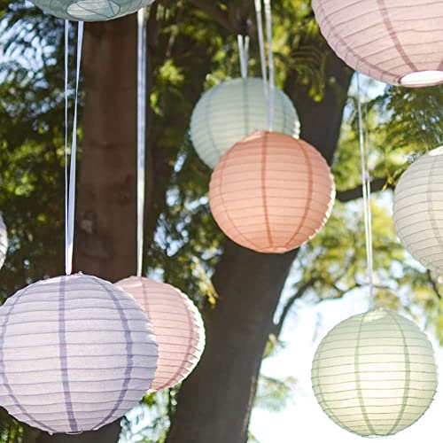 The Decor Affair Set of 12 Round Paper Lanterns to Transform Your Celebrations - Perfect for Christmas, Wedding, Birthday, and Event Decoratio (Red, White, Green) - Image 5
