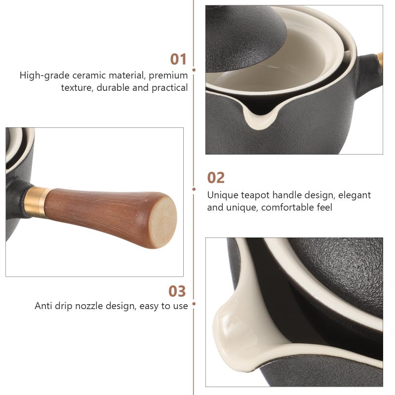 Ceramic Teapot with Infuser and Side Handle Anti Scald Portable Loose Leaf Tea Kettle - Image 4