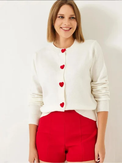 Bianco Lucci LUCCI Heart Buttoned Cardigan