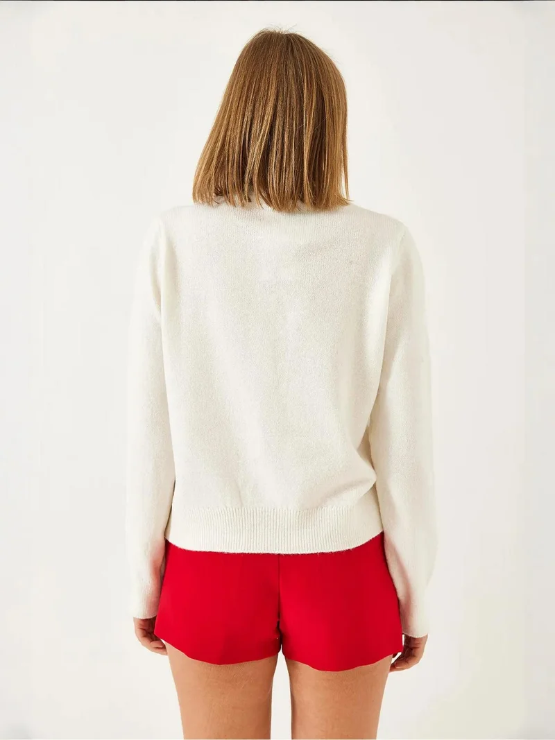 Bianco Lucci Ivory Natural LUCCI Heart Buttoned Cardigan for Women | Best Price UAE