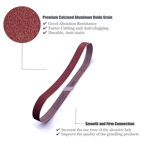 SHUTTLE GENIUS 3/8 x 13 Sanding Belts, 120 Grit Aluminum Oxide Sanding Belt, Belt Sander Paper for Air Belt Sander, 24 Pack(3/8x13in,120 Grit) - Image 2
