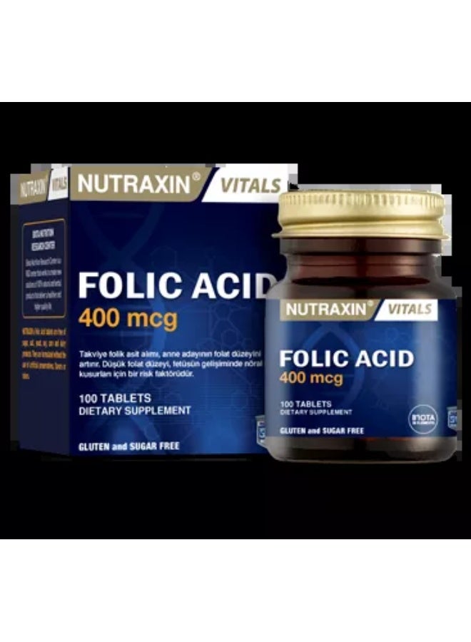 NUTRAXIN Folic Acid 400 Mcg 100 Tablets