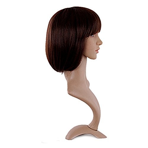 MapofBeauty 12 Inch/30cm Fashion Lady Short Straight Flat Bangs Bob Wig (Dark Brown) - Image 2