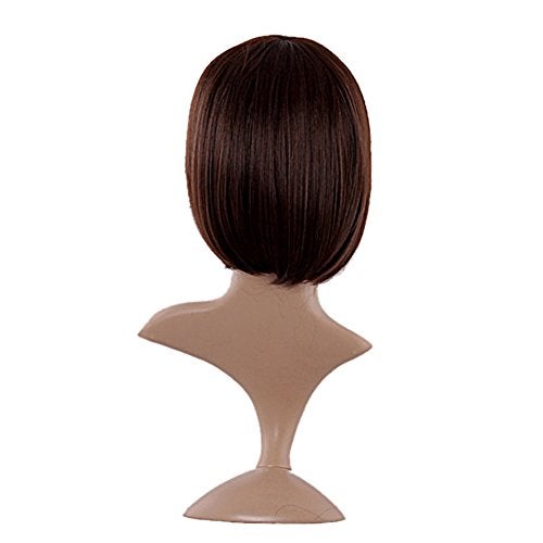 MapofBeauty 12 Inch/30cm Fashion Lady Short Straight Flat Bangs Bob Wig (Dark Brown) - Image 4