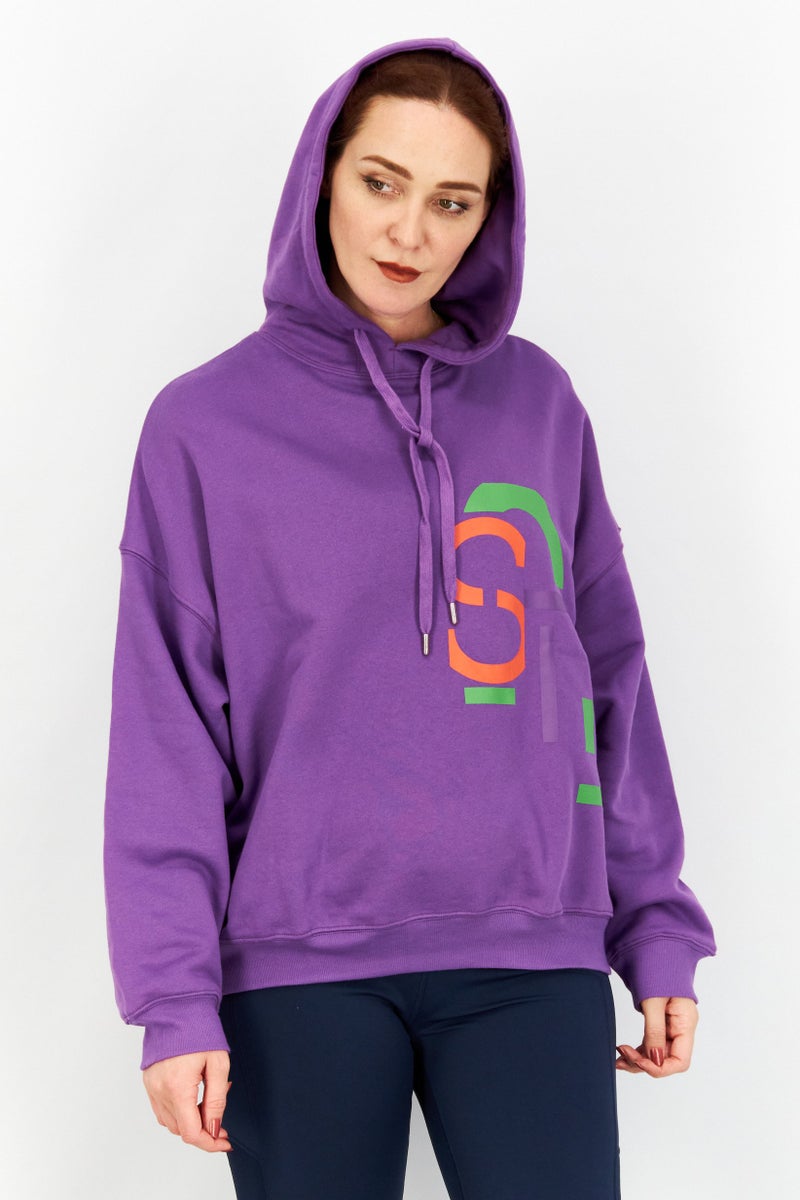 ESPRIT Women Hood with Drawstring Graphic Print Sweatshirts, Purple - Image 1