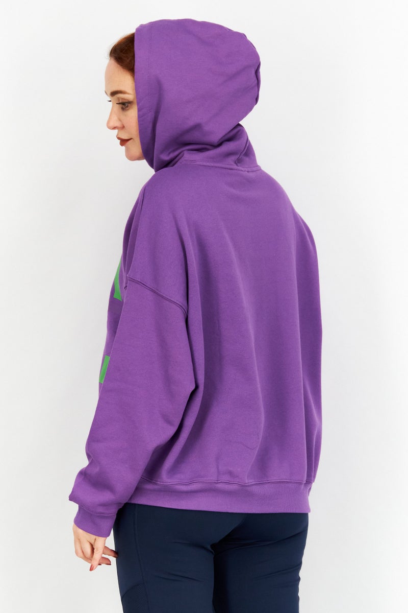 ESPRIT Women Hood with Drawstring Graphic Print Sweatshirts, Purple - Image 4