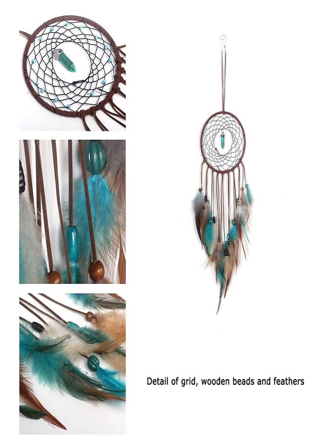 MoonFly Dream Catcher Handmade Traditional Feather Dreamcatcher Hanging Home Wall Decoration Craft Ornament for Home, Bedroom, Kids, Native American Style DÃƒ©cor(Turquoise) - Image 4