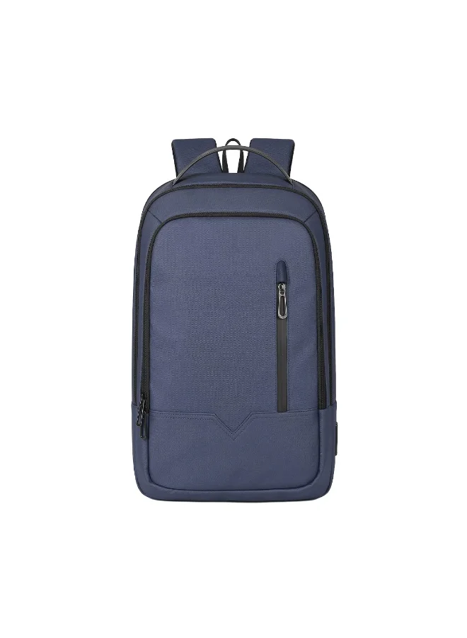 موبكوس حقيبة ظهر موبكوس زرقاء 8228 إيليت للكمبيوتر المحمول مع منفذ شحن USB - حقيبة ظهر مقاومة للماء ومضادة للسرقة مناسبة للسفر والعمل للرجال والنساء، مصنوعة من قماش أكسفورد رفيع للعمل والجامعة