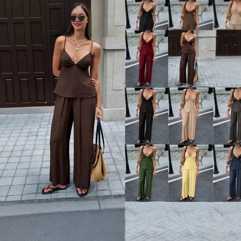 Women's Solid Color Sleeveless Tracksuit Set - Image 1
