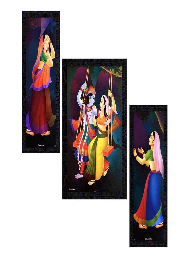 PNF Religious Radha Krishna UV Textured Synthetic Framed Painting (22x14inch, Multi Color, Synthetic) -Set of 3 - Image 1
