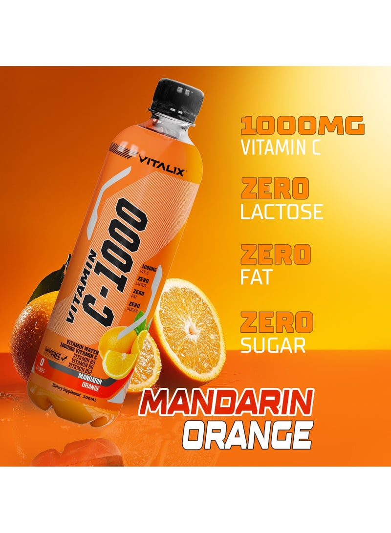 Vitalix Vitamin C-1000 Drink Mandarin Orange – High Vitamin C with 1000mg, Zero Lactose, Zero Fat, Sugar Free, Zero Calories, Enriched with B Vitamins 500ml Pack of 12 - Image 4