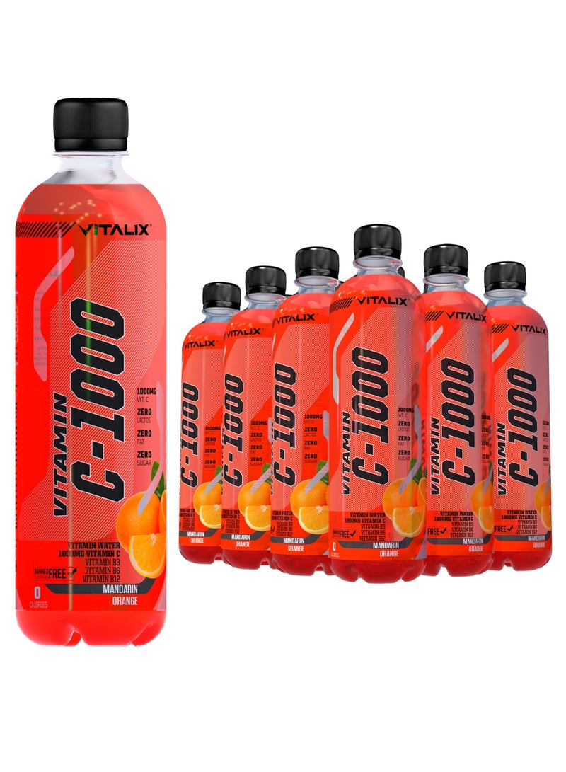 Vitalix Vitamin C-1000 Drink Mandarin Orange – High Vitamin C with 1000mg, Zero Lactose, Zero Fat, Sugar Free, Zero Calories, Enriched with B Vitamins 500ml Pack of 12 - Image 1