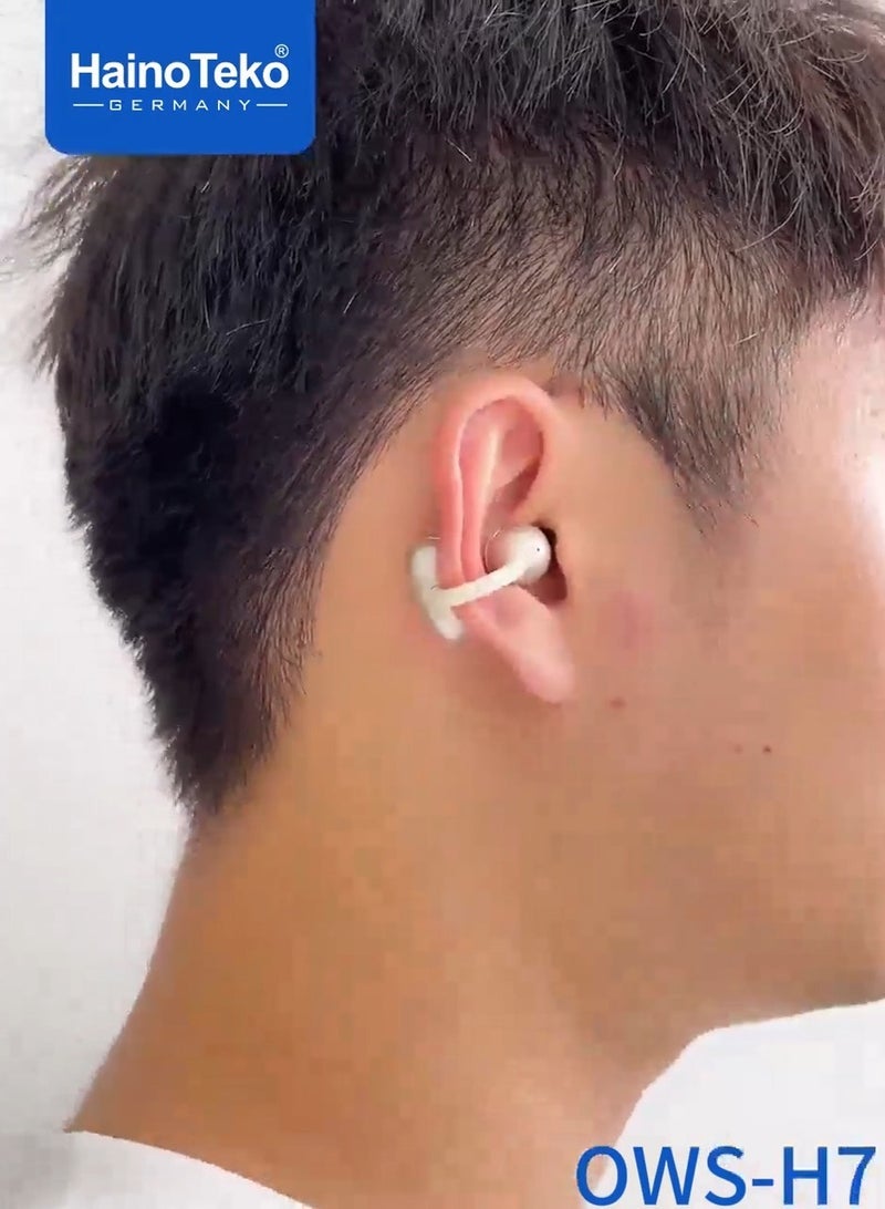 Haino Teko HainoTeko OWS-H7 OpenDots Hi-Res Bluetooth Earphones Beige – Wireless True Bluetooth Earbuds with Hi-Res Audio, Multi-Functional Touch Controls, Built-in Microphone for Clear Calls, Universal Compatibility with Android & iOS Devices, Comfortable Secure Fit - Image 2