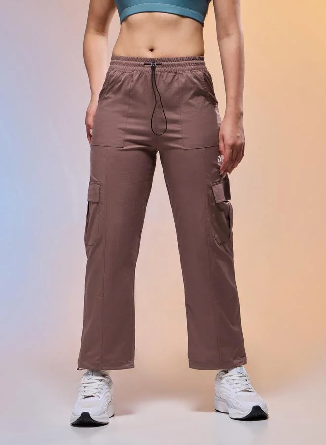 تكنوسبورت Technosport Women Solid Slim Fit Sports Cargo Track Pants