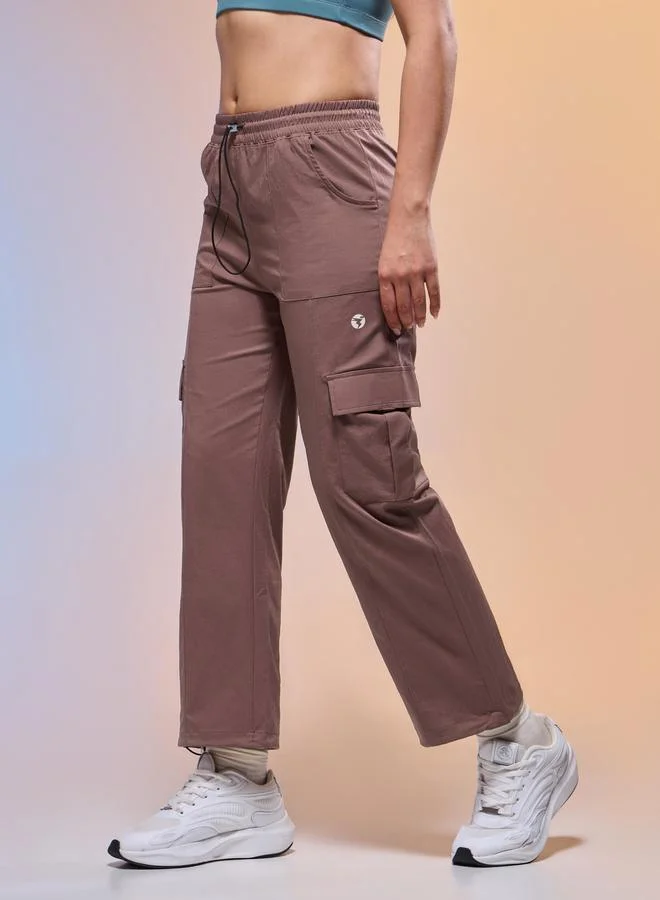 Technosport brown Women Solid Slim Fit Sports Cargo Track Pants for Women | Best Price UAE